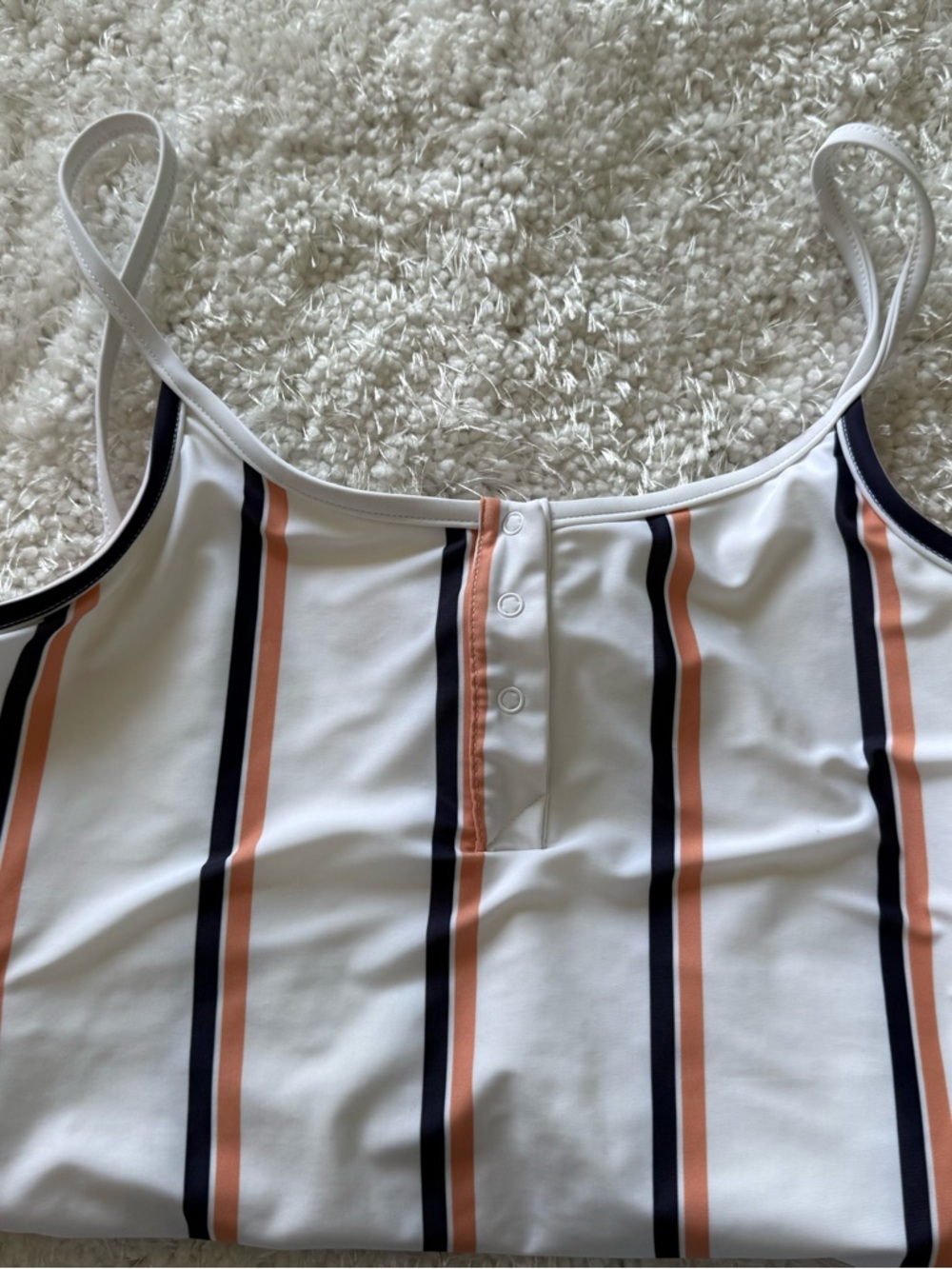 Tavik White One-Piece with Navy and Peach Stripes